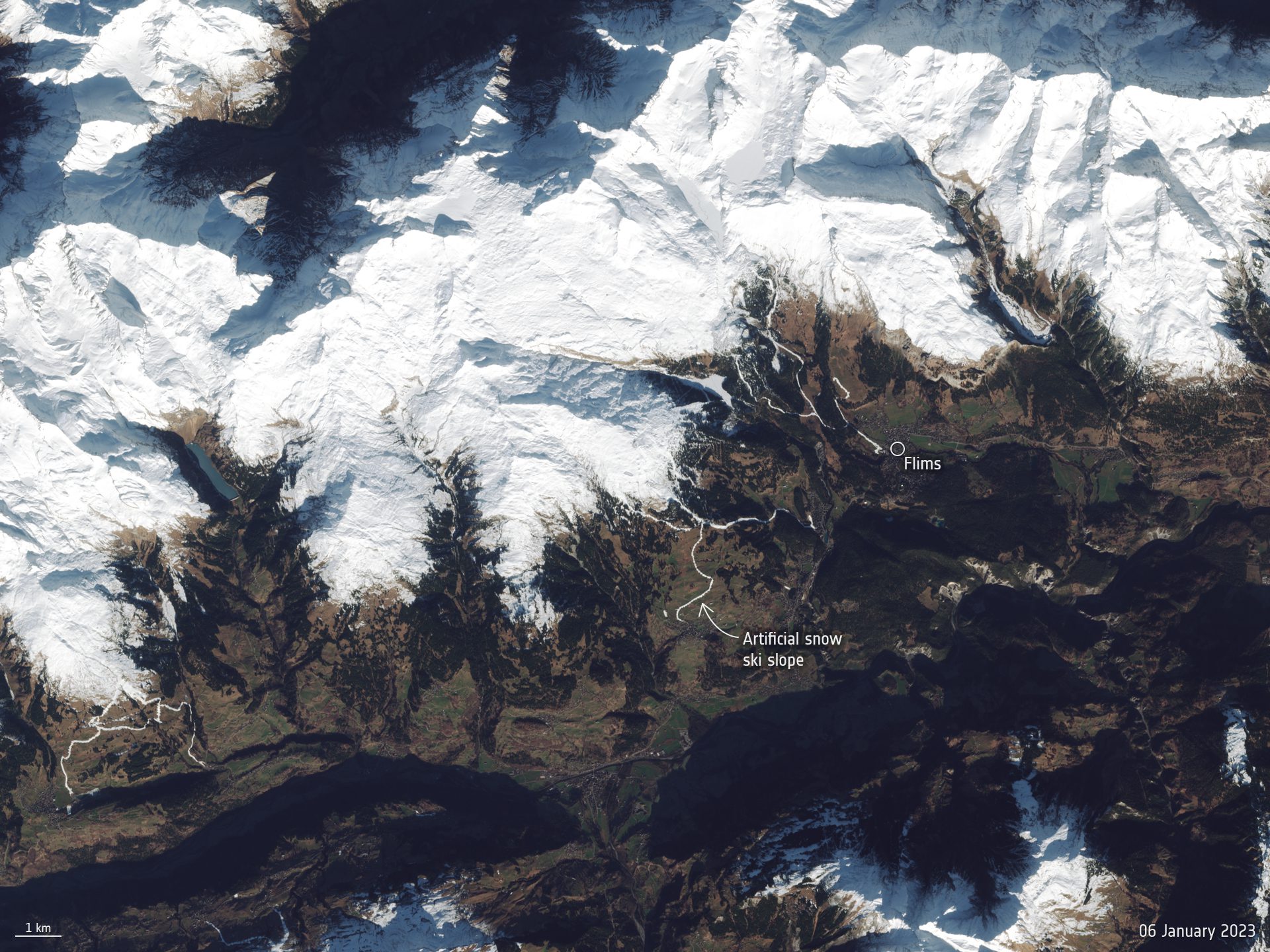 Snowless Ski Slopes from Space