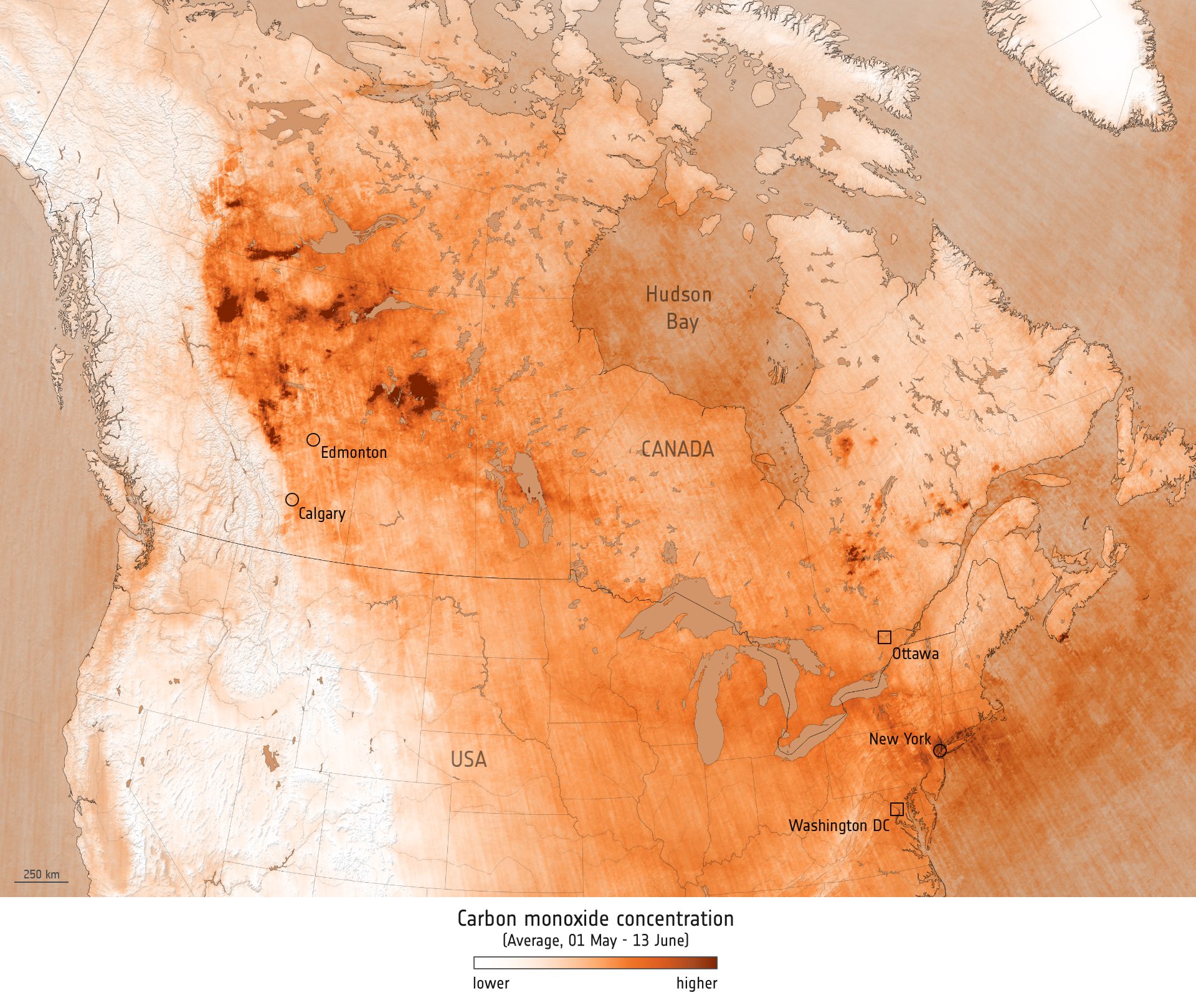 Carbon Monoxide From Fires in Canada 