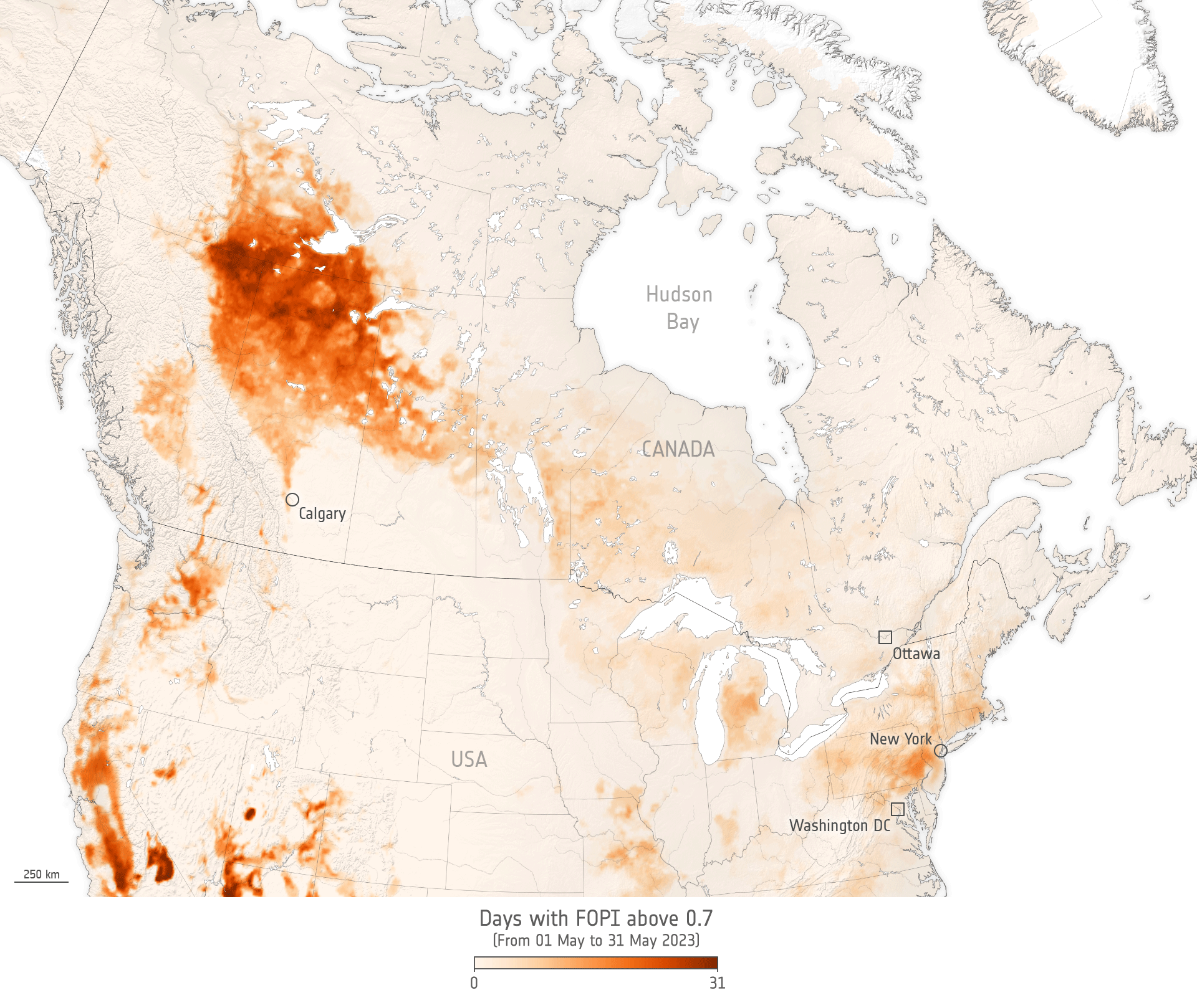 Fire Probability Over Canada and Northern United States 