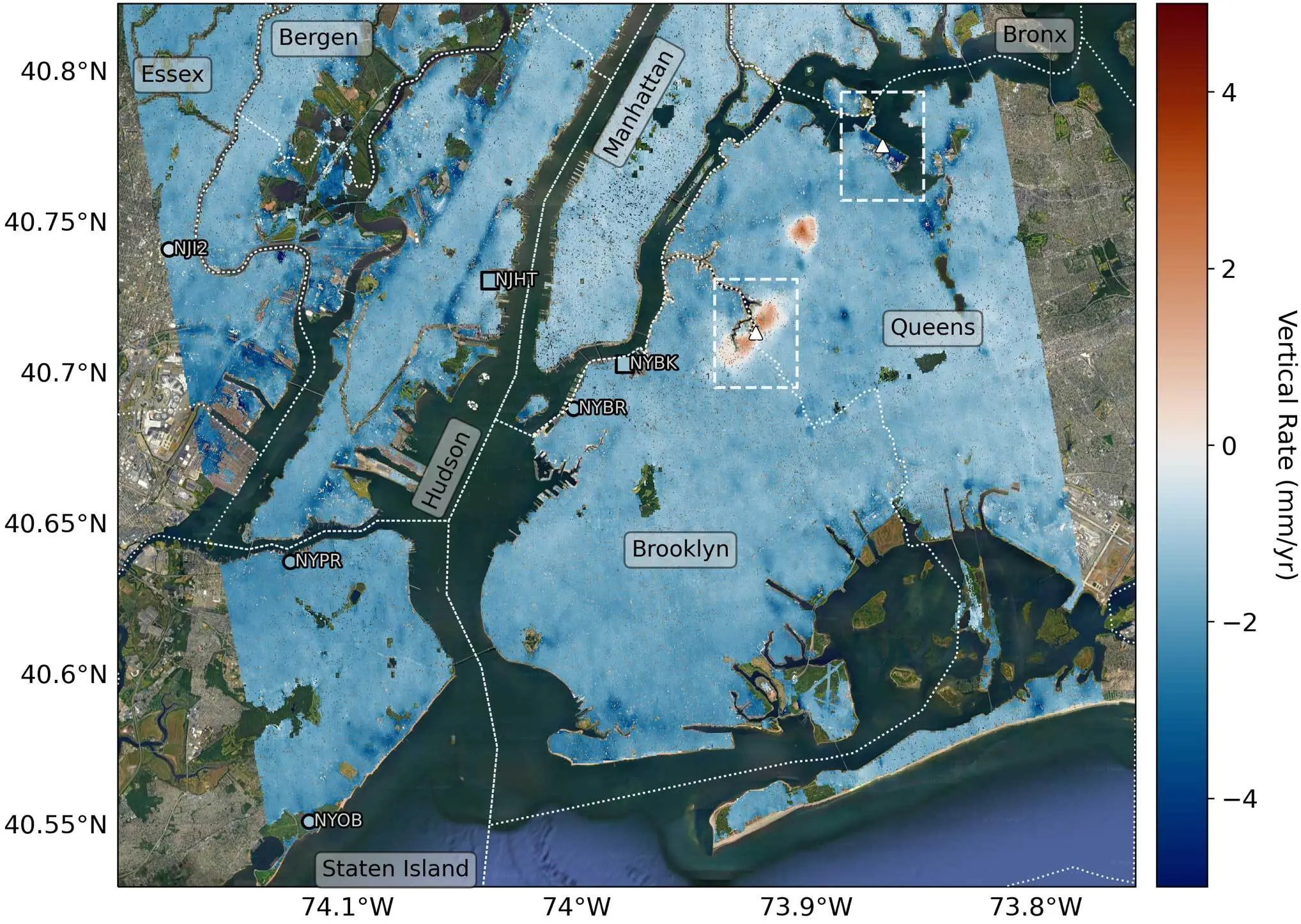 Study Pinpoints Areas of New York City Sinking, Rising 