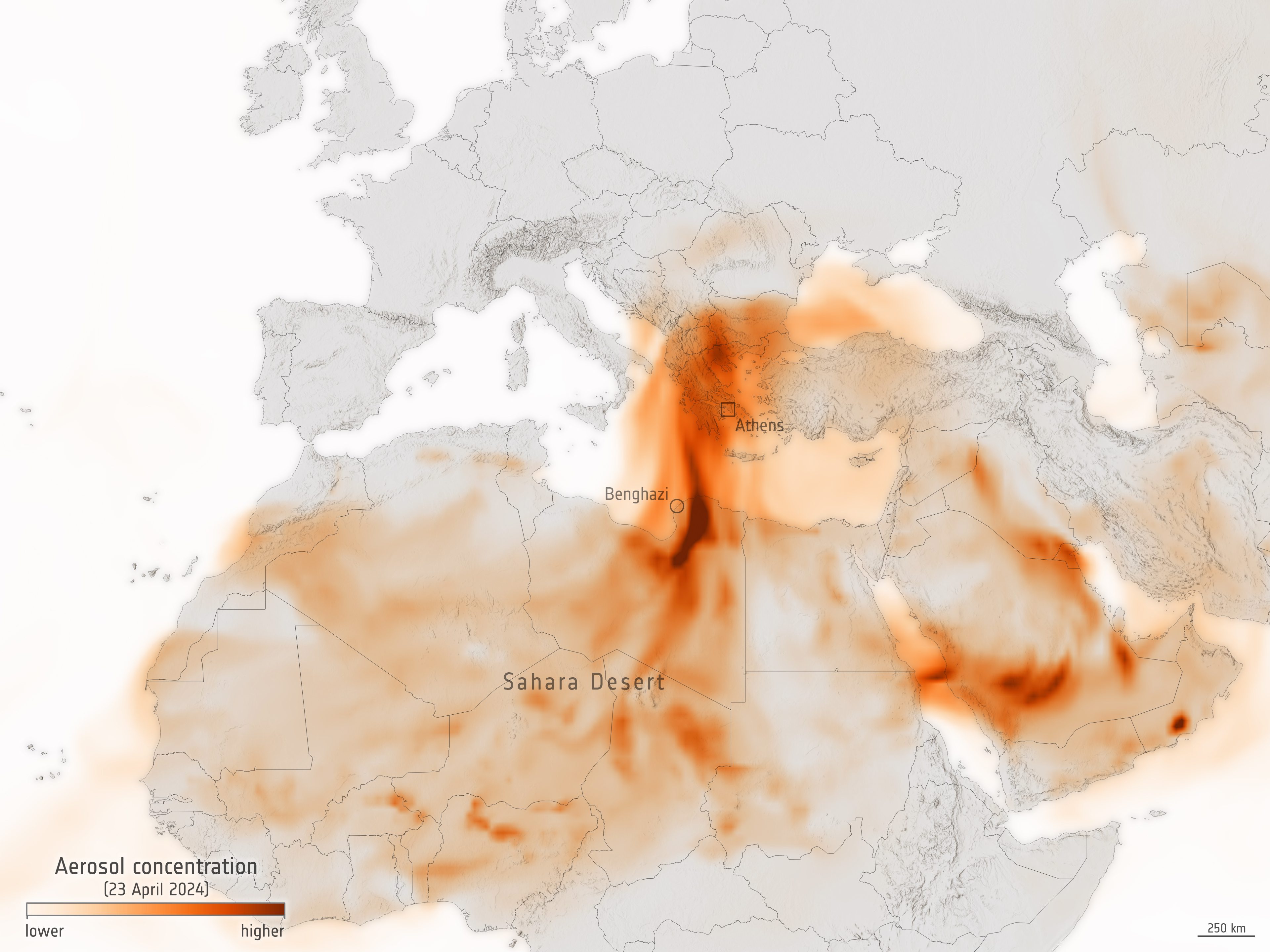 Aerosol Spread from Saharan Dust 