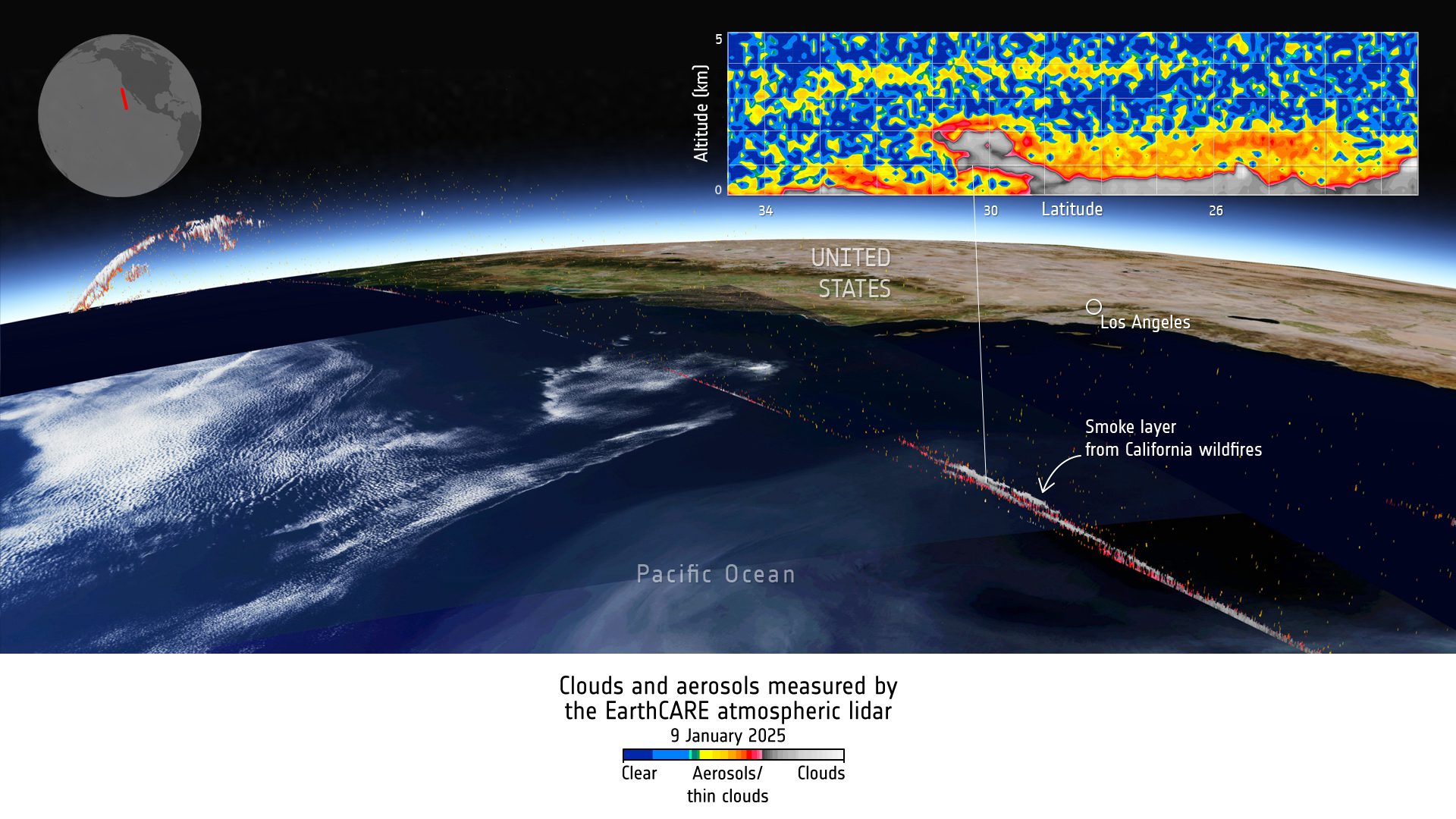 EarthCARE Images Smoke Layer from Los Angeles Fire 