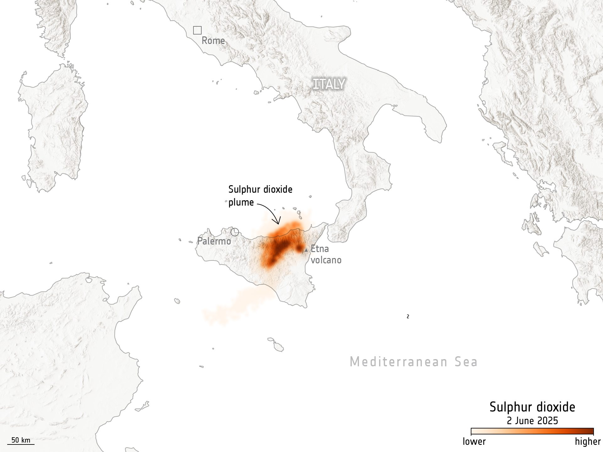 Sulphur Dioxide From Mount Etna Eruption  