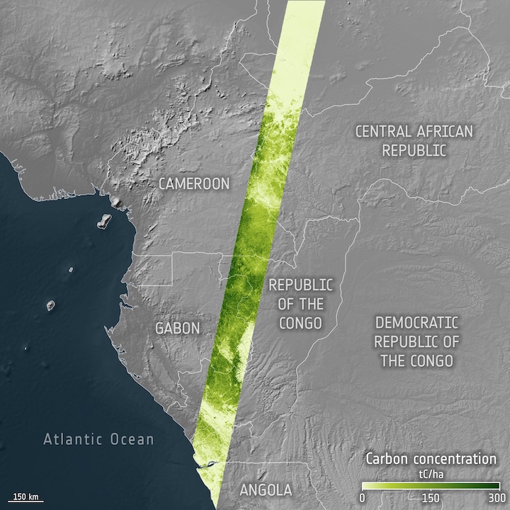 Map of Forest Carbon from ESA’s Biomass Mission 
