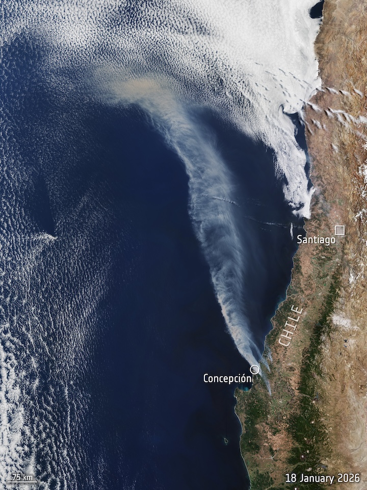 Smoke Plumes from Chile Wildfires 
