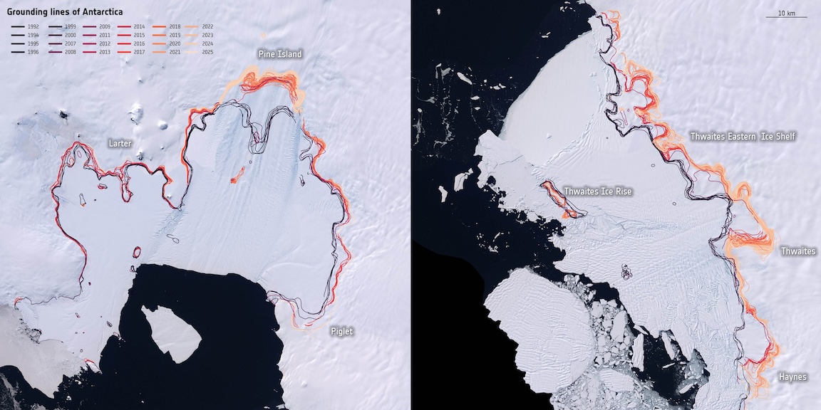 Grounding Line Retreat on West Antarctica, 1992-2025 